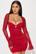 Princess Beaded Mini Dress - Wine