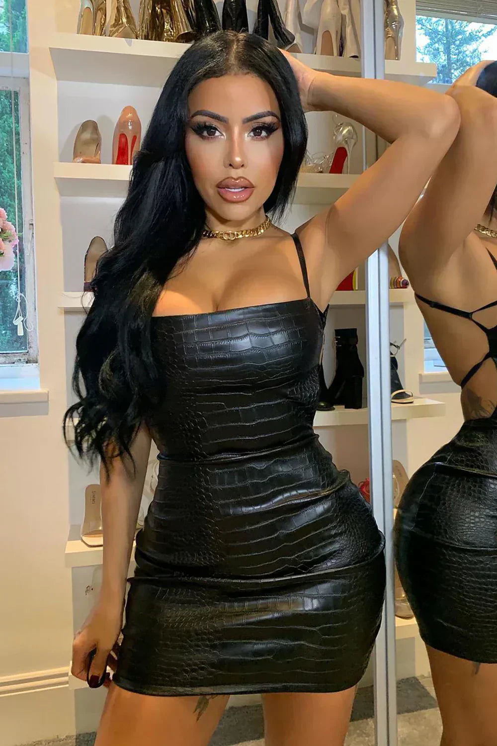 Faux Leather Mini Dress